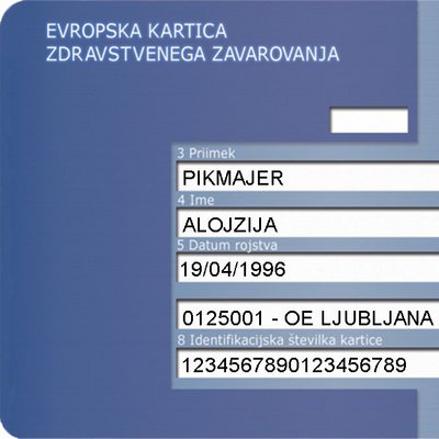 Simbolna fotografija evropske kartice zdravstvenega zavarovanja