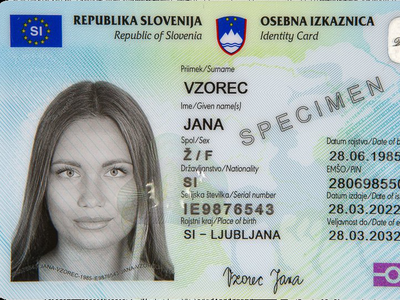 Biometrična osebna izkaznica sprednja stran