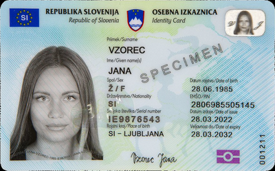 Biometrična osebna izkaznica sprednja stran