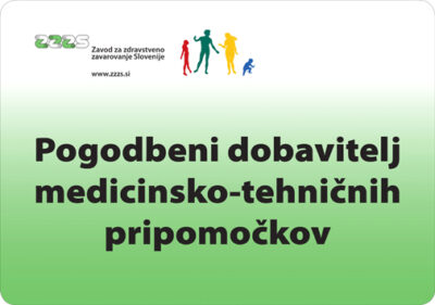 Nalepka s tekstom Pogodbeni dobavitelj medicinsko-tehničnih pripomočkov